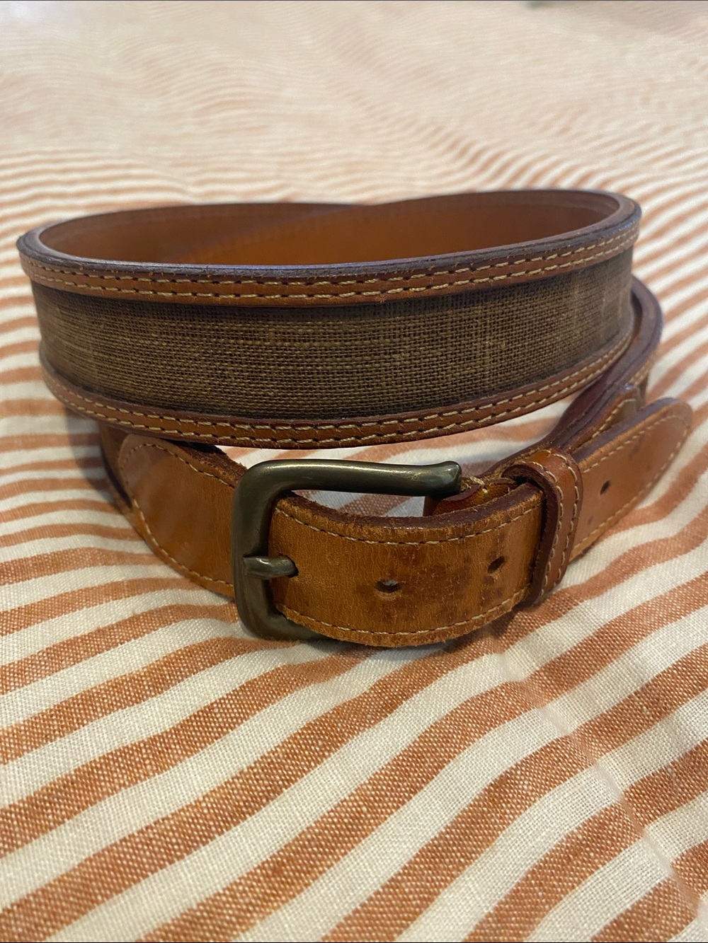 Vintage Banana Republic Men's Brown Leather linen Belt brown 40 waist
